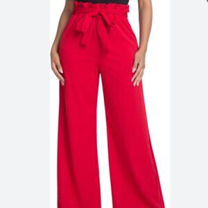Brand New Women's Max Studio Red Paperbag Waist Pants